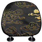 Gold Moon And Sun Print Car Headrest Covers