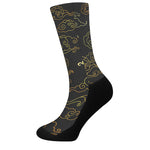 Gold Moon And Sun Print Crew Socks