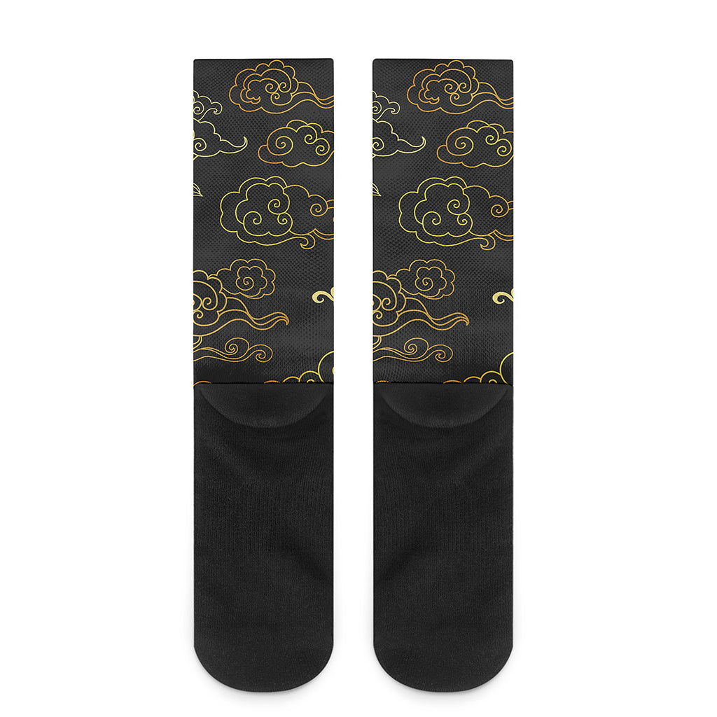 Gold Moon And Sun Print Crew Socks