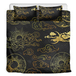 Gold Moon And Sun Print Duvet Cover Bedding Set