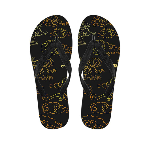 Gold Moon And Sun Print Flip Flops