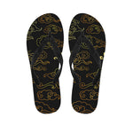 Gold Moon And Sun Print Flip Flops