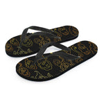 Gold Moon And Sun Print Flip Flops