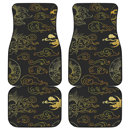 Gold Moon And Sun Print Front and Back Car Floor Mats
