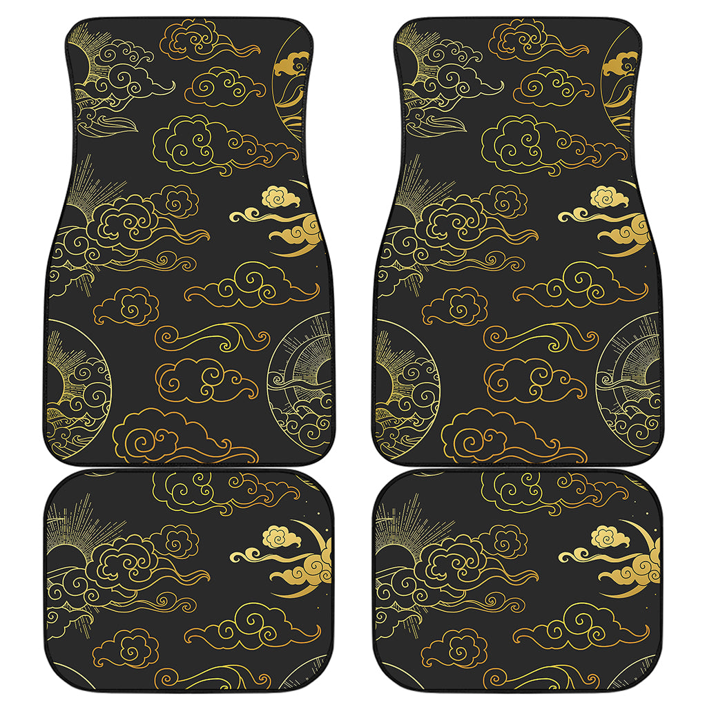 Gold Moon And Sun Print Front and Back Car Floor Mats
