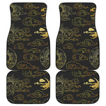 Gold Moon And Sun Print Front and Back Car Floor Mats