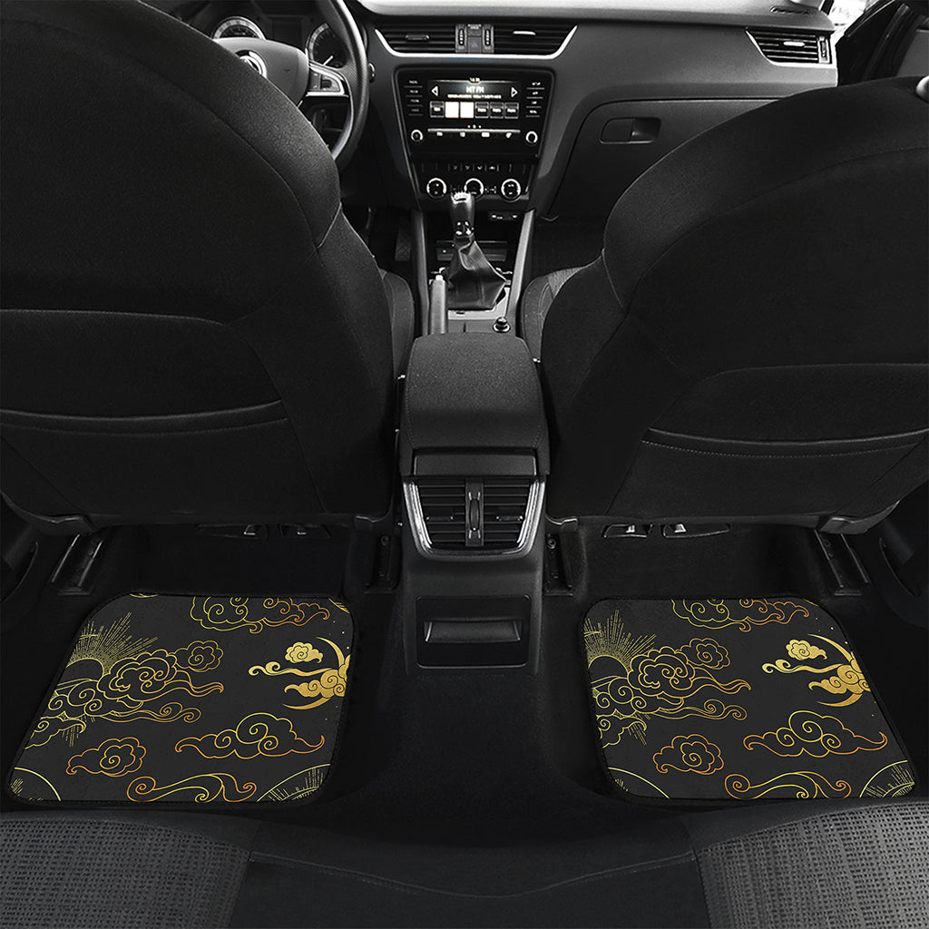 Gold Moon And Sun Print Front and Back Car Floor Mats