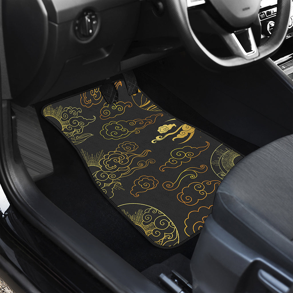 Gold Moon And Sun Print Front and Back Car Floor Mats