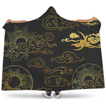 Gold Moon And Sun Print Hooded Blanket