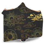 Gold Moon And Sun Print Hooded Blanket