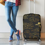 Gold Moon And Sun Print Luggage Cover