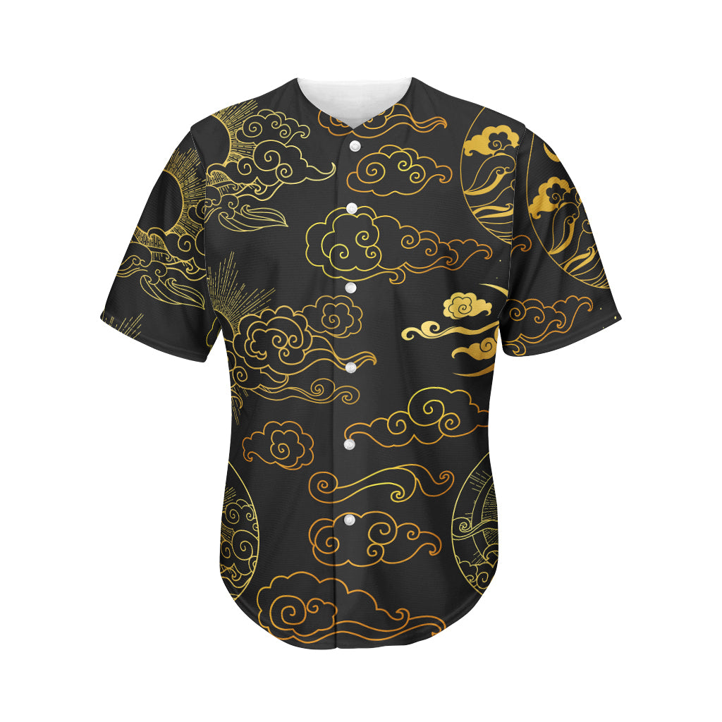 Gold Moon And Sun Print Men's Baseball Jersey