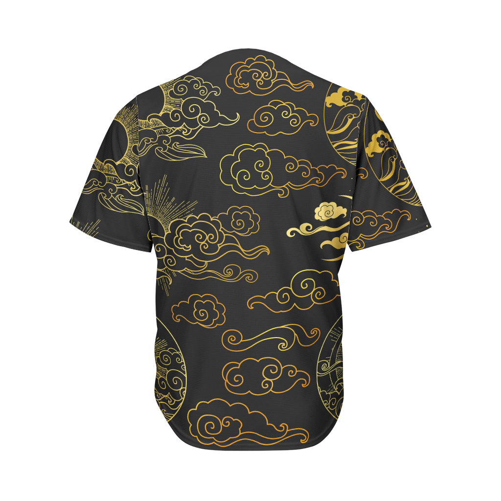 Gold Moon And Sun Print Men's Baseball Jersey