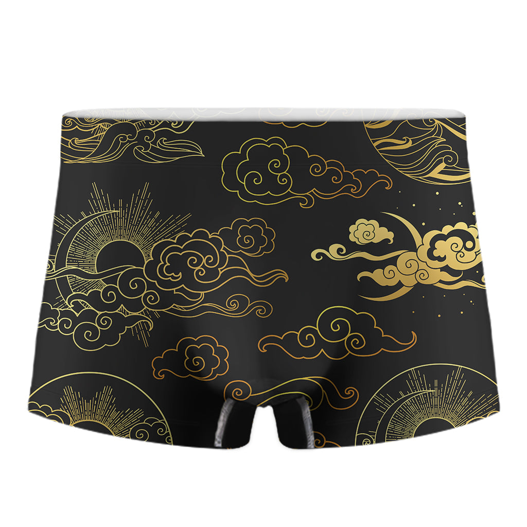 Gold Moon And Sun Print Men's Boxer Briefs