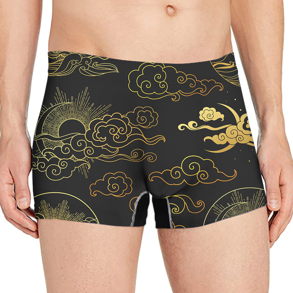 Gold Moon And Sun Print Men's Boxer Briefs