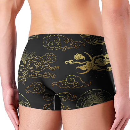 Gold Moon And Sun Print Men's Boxer Briefs