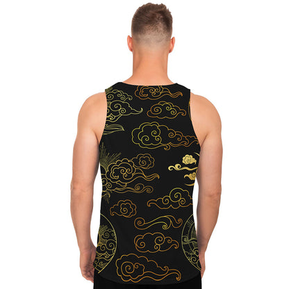 Gold Moon And Sun Print Men's Tank Top