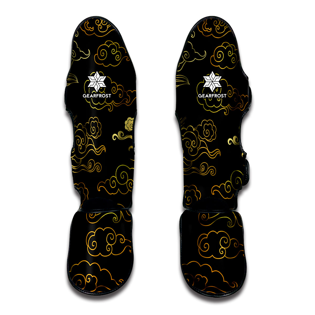 Gold Moon And Sun Print Muay Thai Shin Guard