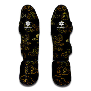 Gold Moon And Sun Print Muay Thai Shin Guard