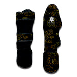 Gold Moon And Sun Print Muay Thai Shin Guard