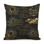 Gold Moon And Sun Print Pillow Cover