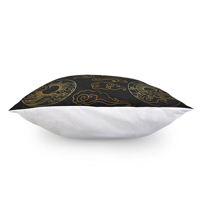 Gold Moon And Sun Print Pillow Cover