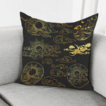 Gold Moon And Sun Print Pillow Cover
