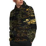 Gold Moon And Sun Print Pullover Hoodie