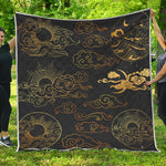 Gold Moon And Sun Print Quilt