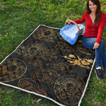 Gold Moon And Sun Print Quilt