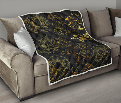 Gold Moon And Sun Print Quilt
