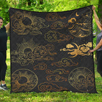 Gold Moon And Sun Print Quilt