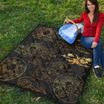 Gold Moon And Sun Print Quilt