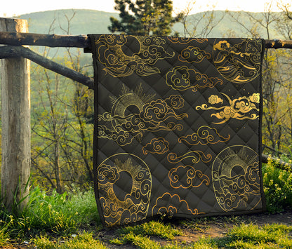Gold Moon And Sun Print Quilt
