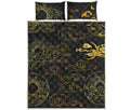 Gold Moon And Sun Print Quilt Bed Set