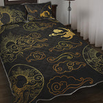 Gold Moon And Sun Print Quilt Bed Set