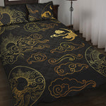 Gold Moon And Sun Print Quilt Bed Set