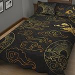 Gold Moon And Sun Print Quilt Bed Set