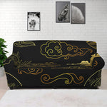 Gold Moon And Sun Print Sofa Cover