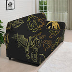 Gold Moon And Sun Print Sofa Cover