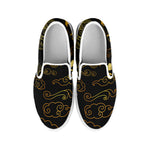 Gold Moon And Sun Print White Slip On Shoes
