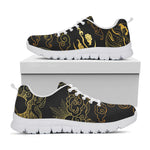 Gold Moon And Sun Print White Sneakers