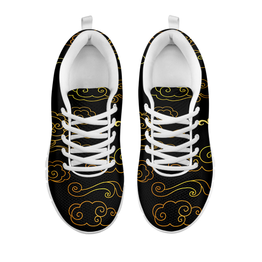Gold Moon And Sun Print White Sneakers