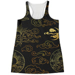 Gold Moon And Sun Print Women's Racerback Tank Top