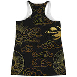 Gold Moon And Sun Print Women's Racerback Tank Top