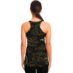 Gold Moon And Sun Print Women's Racerback Tank Top