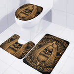 Gold Odin With Huginn And Muninn Print 3 Piece Bath Mat Set