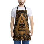 Gold Odin With Huginn And Muninn Print Apron