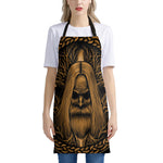 Gold Odin With Huginn And Muninn Print Apron