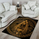 Gold Odin With Huginn And Muninn Print Area Rug